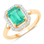 1.62 Carat Genuine Ethiopian Emerald and White Diamond 14K Yellow Gold Ring