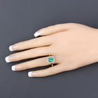 1.62 Carat Genuine Ethiopian Emerald and White Diamond 14K Yellow Gold Ring