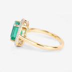 1.62 Carat Genuine Ethiopian Emerald and White Diamond 14K Yellow Gold Ring