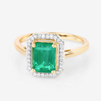 1.62 Carat Genuine Ethiopian Emerald and White Diamond 14K Yellow Gold Ring