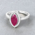 1.52 Carat Genuine Ruby and White Diamond 10K White Gold Ring
