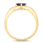0.89 Carat Genuine Blue Sapphire and White Diamond 10K Yellow Gold Ring