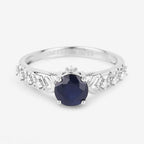 1.13 Carat Genuine Blue Sapphire and White Diamond 10K White Gold Ring