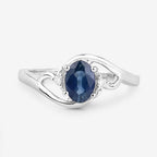 0.98 Carat Genuine Blue Sapphire and White Diamond 10K White Gold Ring