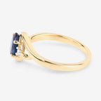0.98 Carat Genuine Blue Sapphire and White Diamond 10K Yellow Gold Ring