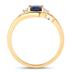 0.98 Carat Genuine Blue Sapphire and White Diamond 10K Yellow Gold Ring