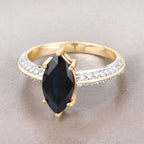 2.39 Carat Genuine Blue Sapphire and White Diamond 10K Yellow Gold Ring