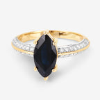 2.39 Carat Genuine Blue Sapphire and White Diamond 10K Yellow Gold Ring