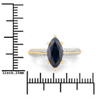 2.39 Carat Genuine Blue Sapphire and White Diamond 10K Yellow Gold Ring