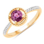 0.92 Carat Genuine Ruby and White Diamond 14K Yellow Gold Ring