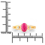 0.95 Carat Genuine Ruby and White Diamond 14K Yellow Gold Ring