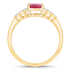 1.52 Carat Genuine Ruby and White Diamond 14K Yellow Gold Ring