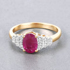 1.52 Carat Genuine Ruby and White Diamond 14K Yellow Gold Ring