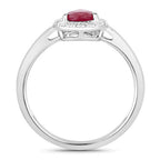 1.02 Carat Genuine Ruby and White Diamond 14K White Gold Ring