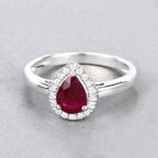 1.02 Carat Genuine Ruby and White Diamond 14K White Gold Ring