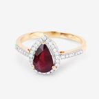 1.25 Carat Genuine Ruby and White Diamond 14K Yellow Gold Ring