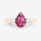 1.08 Carat Genuine Ruby and White Diamond 14K Yellow Gold Ring