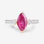 1.01 Carat Genuine Ruby and White Diamond 14K Yellow Gold Ring