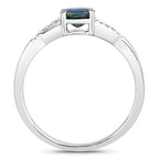 0.88 Carat Genuine Blue Sapphire and White Diamond 14K White Gold Ring