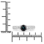 0.88 Carat Genuine Blue Sapphire and White Diamond 14K White Gold Ring