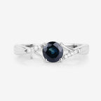 0.88 Carat Genuine Blue Sapphire and White Diamond 14K White Gold Ring