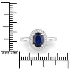 1.84 Carat Genuine Blue Sapphire and White Diamond 14K White Gold Ring