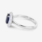 1.84 Carat Genuine Blue Sapphire and White Diamond 14K White Gold Ring