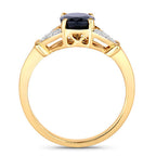 1.62 Carat Genuine Blue Sapphire and White Diamond 14K Yellow Gold Ring