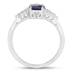 1.73 Carat Genuine Blue Sapphire and White Diamond 14K White Gold Ring