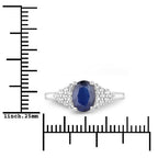 1.73 Carat Genuine Blue Sapphire and White Diamond 14K White Gold Ring
