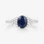 1.73 Carat Genuine Blue Sapphire and White Diamond 14K White Gold Ring