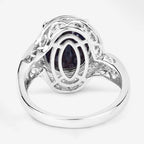 6.52 Carat Genuine Blue Sapphire and White Diamond 14K White Gold Ring