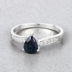 0.89 Carat Genuine Blue Sapphire and White Diamond 14K White Gold Ring