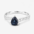 0.89 Carat Genuine Blue Sapphire and White Diamond 14K White Gold Ring