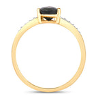 0.89 Carat Genuine Blue Sapphire and White Diamond 14K Yellow Gold Ring