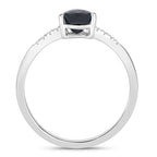 0.86 Carat Genuine Blue Sapphire and White Diamond 14K White Gold Ring