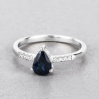0.86 Carat Genuine Blue Sapphire and White Diamond 14K White Gold Ring