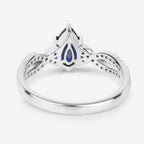 1.14 Carat Genuine Blue Sapphire and White Diamond 14K White Gold Ring