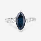 2.26 Carat Genuine Blue Sapphire and White Diamond 14K White Gold Ring