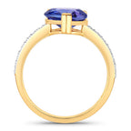 2.40 Carat Genuine Tanzanite and White Diamond 14K Yellow Gold Ring
