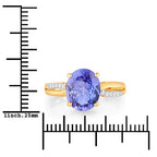 2.80 Carat Genuine Tanzanite and White Diamond 14K Yellow Gold Ring
