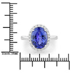 3.95 Carat Genuine Tanzanite and White Diamond 14K White Gold Ring