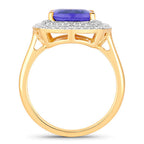 4.84 Carat Genuine Tanzanite and White Diamond 14K Yellow Gold Ring