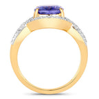 3.56 Carat Genuine Tanzanite and White Diamond 14K Yellow Gold Ring