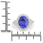 3.97 Carat Genuine Tanzanite and White Diamond 14K White Gold Ring