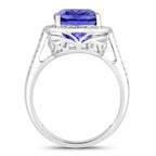 5.59 Carat Genuine Tanzanite and White Diamond 14K White Gold Ring