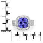 5.59 Carat Genuine Tanzanite and White Diamond 14K White Gold Ring