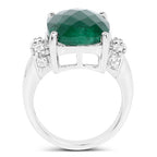 8.50 Carat Dyed Emerald and White Topaz .925 Sterling Silver Ring