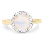 0.95 Carat Genuine Ethiopian Opal and White Topaz .925 Sterling Silver Ring
