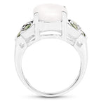 4.52 Carat Genuine Opal and Chrome Diopside .925 Sterling Silver Ring